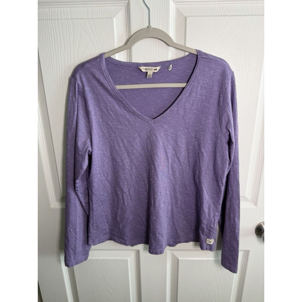 Toad & Co Marley II Long Sleeve Womens Large Tee Shirt Organic Cotton Natural